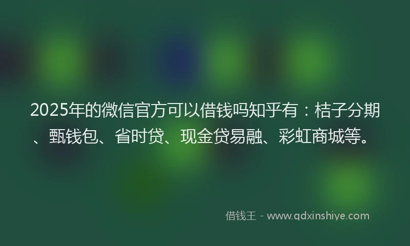 2025年的微信官方可以借钱吗知乎有：桔子分期、甄钱包、省时贷、现金贷易融、彩虹商城等。