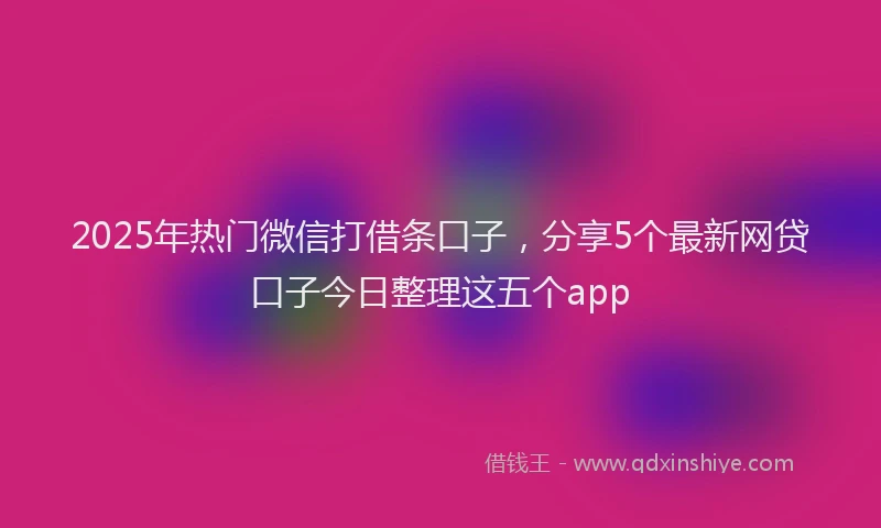 2025年热门微信打借条口子，分享5个最新网贷口子今日整理这五个app