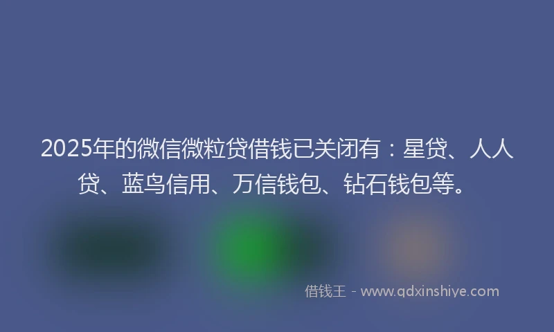 2025年的微信微粒贷借钱已关闭有：星贷、人人贷、蓝鸟信用、万信钱包、钻石钱包等。