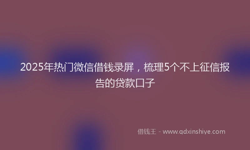 2025年热门微信借钱录屏，梳理5个不上征信报告的贷款口子