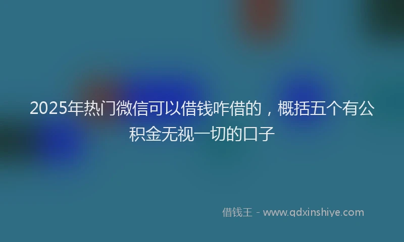 2025年热门微信可以借钱咋借的，概括五个有公积金无视一切的口子