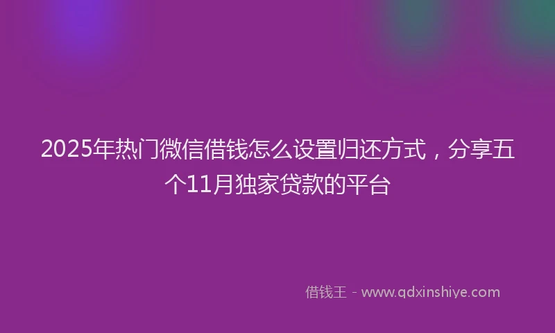 2025年热门微信借钱怎么设置归还方式，分享五个11月独家贷款的平台