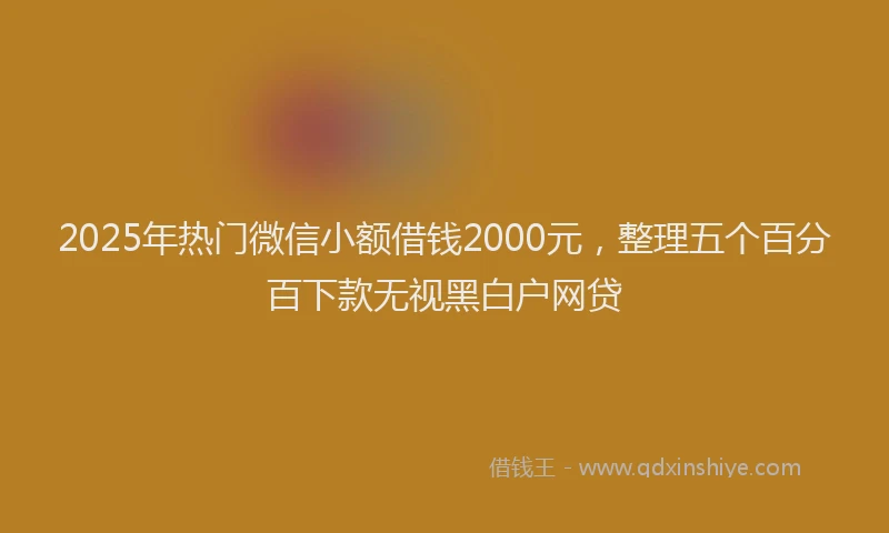 2025年热门微信小额借钱2000元，整理五个百分百下款无视黑白户网贷