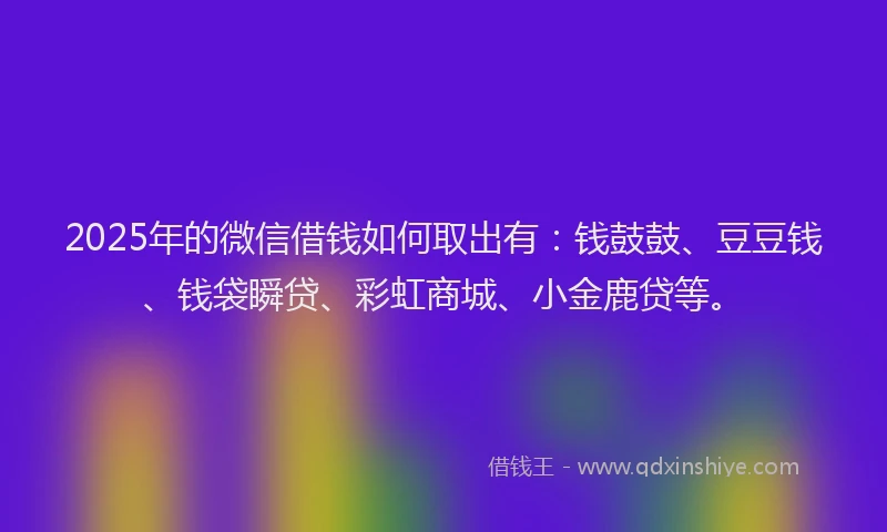 2025年的微信借钱如何取出有：钱鼓鼓、豆豆钱、钱袋瞬贷、彩虹商城、小金鹿贷等。