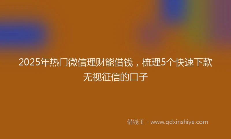 2025年热门微信理财能借钱，梳理5个快速下款无视征信的口子
