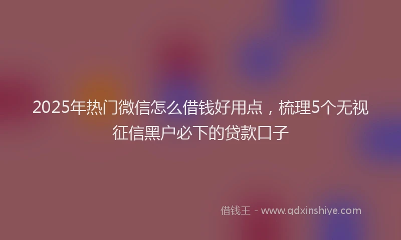 2025年热门微信怎么借钱好用点，梳理5个无视征信黑户必下的贷款口子
