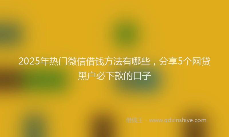 2025年热门微信借钱方法有哪些，分享5个网贷黑户必下款的口子