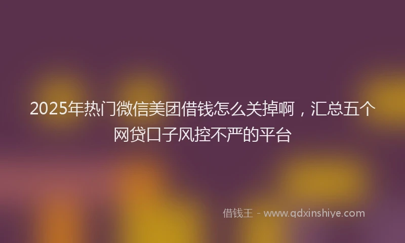 2025年热门微信美团借钱怎么关掉啊，汇总五个网贷口子风控不严的平台