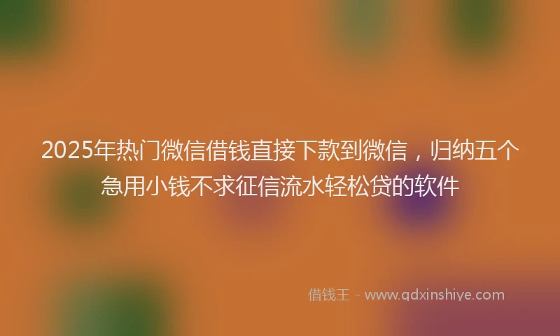 2025年热门微信借钱直接下款到微信，归纳五个急用小钱不求征信流水轻松贷的软件