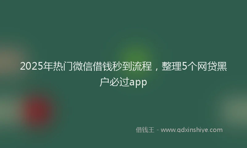 2025年热门微信借钱秒到流程，整理5个网贷黑户必过app