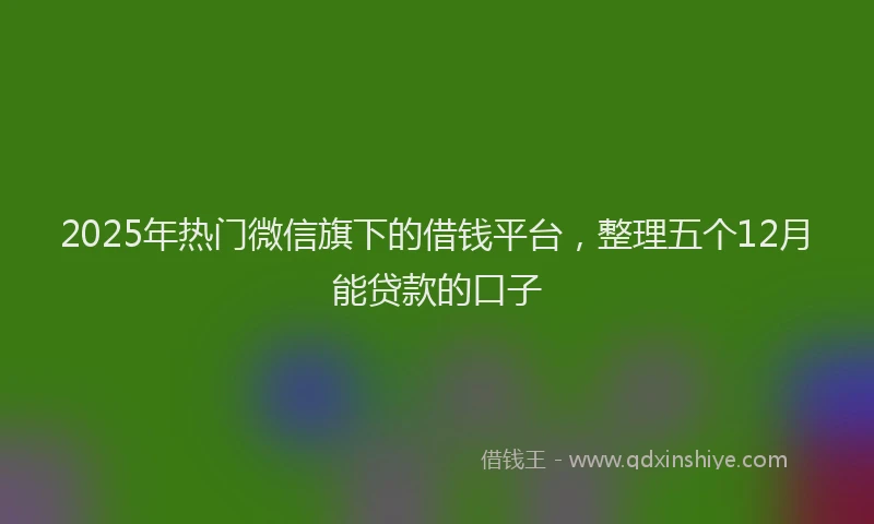 2025年热门微信旗下的借钱平台，整理五个12月能贷款的口子