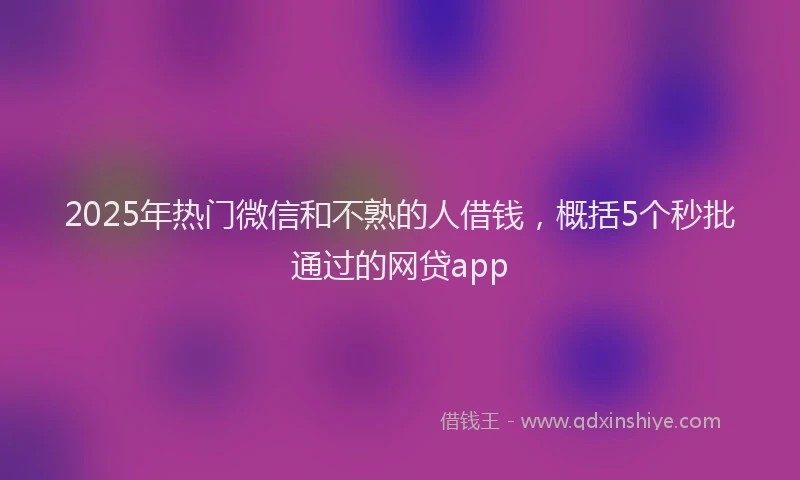 2025年热门微信和不熟的人借钱，概括5个秒批通过的网贷app