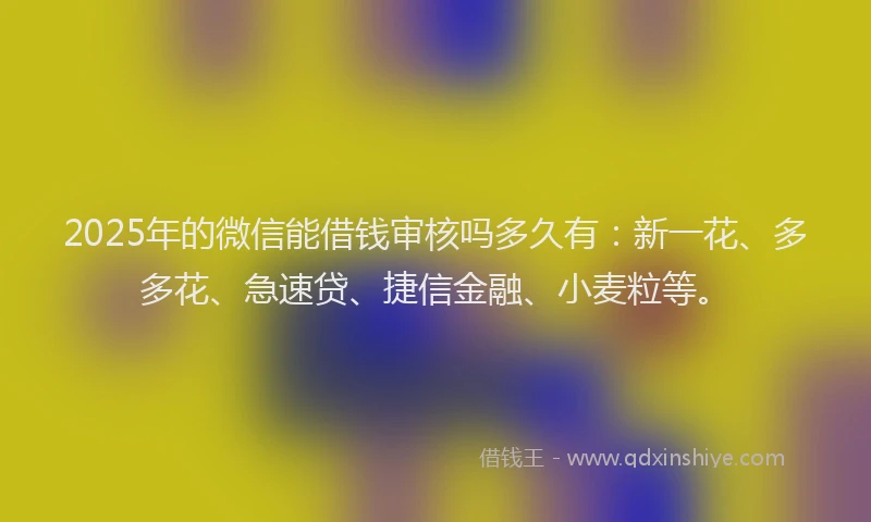 2025年的微信能借钱审核吗多久有：新一花、多多花、急速贷、捷信金融、小麦粒等。