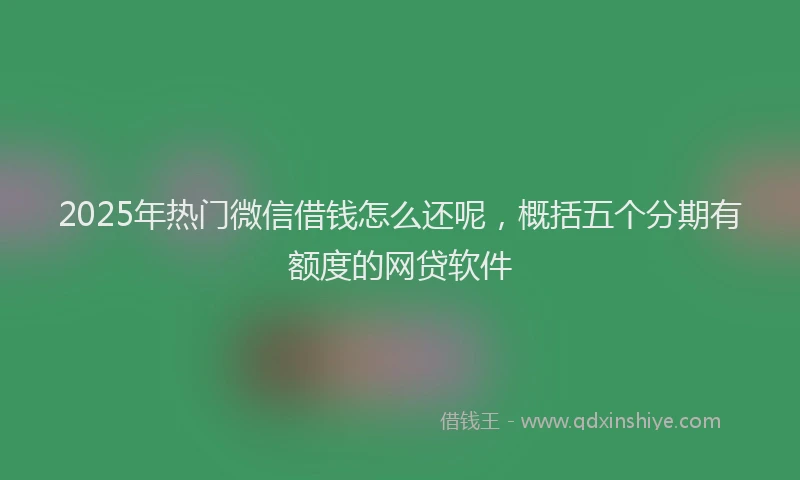 2025年热门微信借钱怎么还呢，概括五个分期有额度的网贷软件