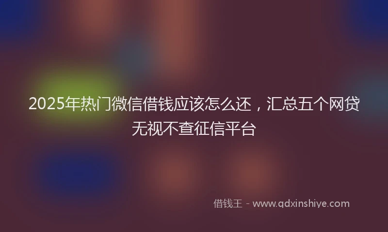 2025年热门微信借钱应该怎么还，汇总五个网贷无视不查征信平台