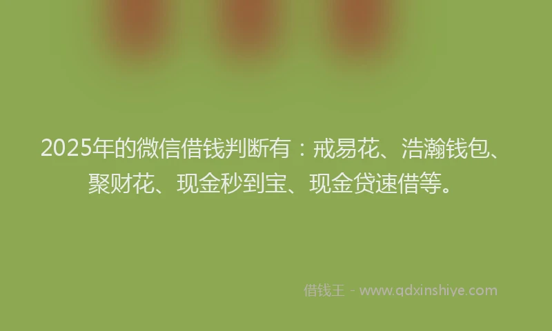 2025年的微信借钱判断有：戒易花、浩瀚钱包、聚财花、现金秒到宝、现金贷速借等。