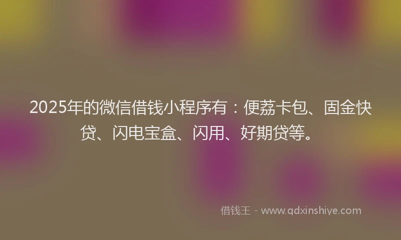 2025年的微信借钱小程序有：便荔卡包、固金快贷、闪电宝盒、闪用、好期贷等。