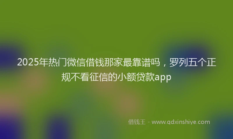 2025年热门微信借钱那家最靠谱吗，罗列五个正规不看征信的小额贷款app