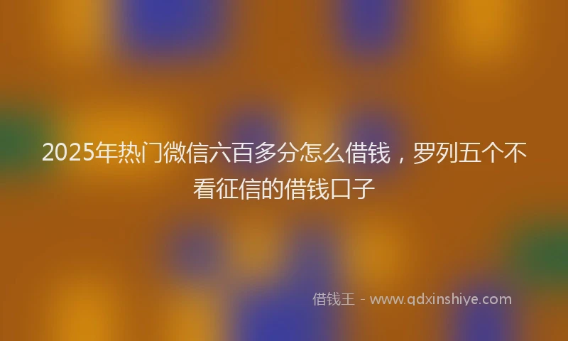 2025年热门微信六百多分怎么借钱，罗列五个不看征信的借钱口子