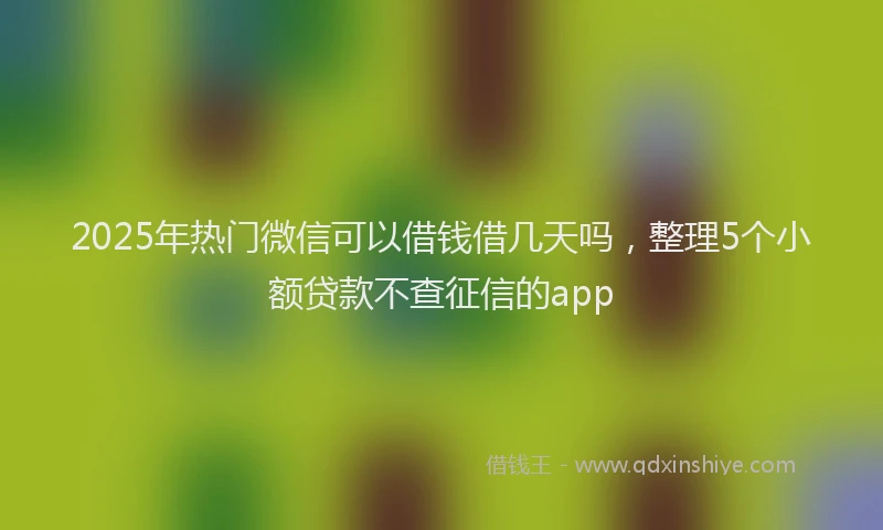 2025年热门微信可以借钱借几天吗，整理5个小额贷款不查征信的app