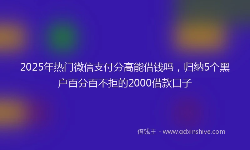 2025年热门微信支付分高能借钱吗，归纳5个黑户百分百不拒的2000借款口子