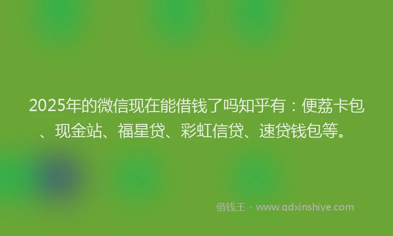 2025年的微信现在能借钱了吗知乎有：便荔卡包、现金站、福星贷、彩虹信贷、速贷钱包等。