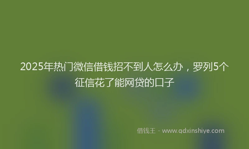 2025年热门微信借钱招不到人怎么办，罗列5个征信花了能网贷的口子