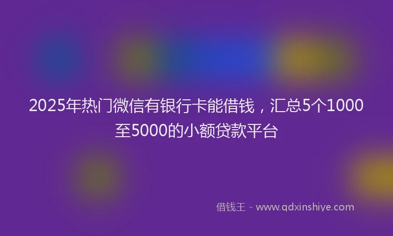 2025年热门微信有银行卡能借钱，汇总5个1000至5000的小额贷款平台