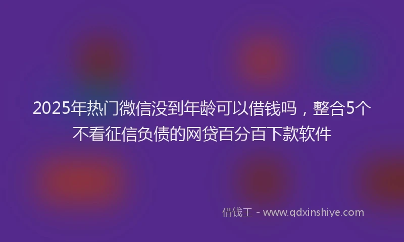 2025年热门微信没到年龄可以借钱吗，整合5个不看征信负债的网贷百分百下款软件