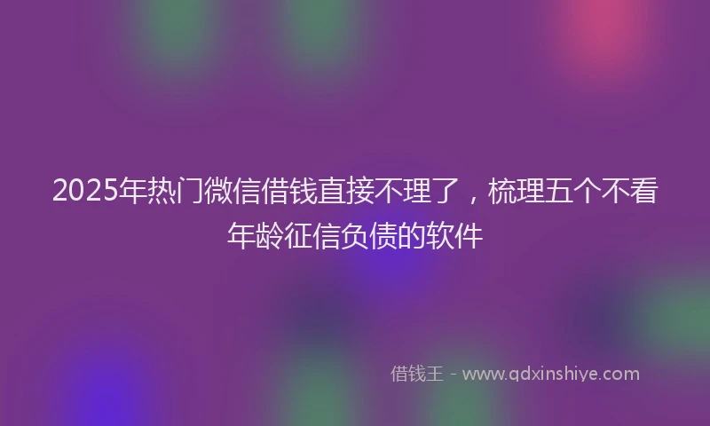 2025年热门微信借钱直接不理了，梳理五个不看年龄征信负债的软件