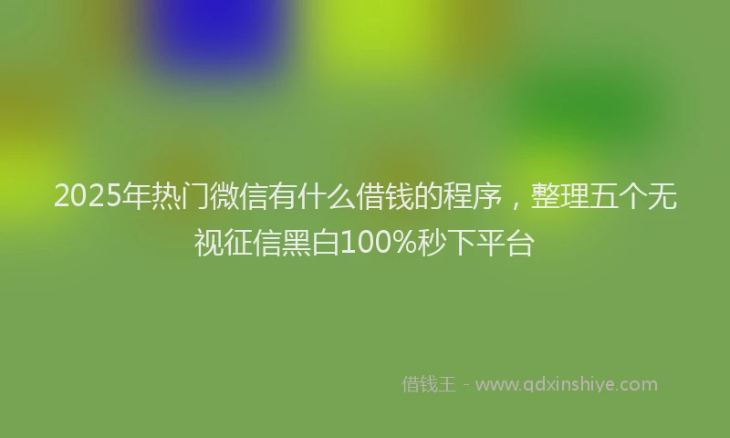 2025年热门微信有什么借钱的程序，整理五个无视征信黑白100%秒下平台