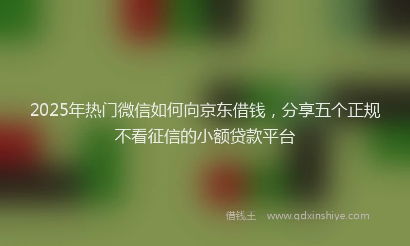 2025年热门微信如何向京东借钱，分享五个正规不看征信的小额贷款平台