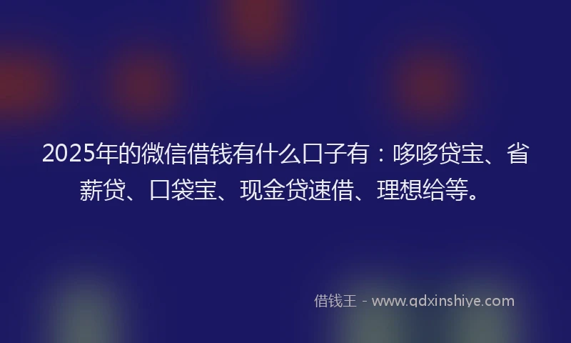 2025年的微信借钱有什么口子有：哆哆贷宝、省薪贷、口袋宝、现金贷速借、理想给等。