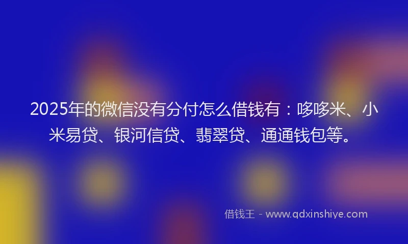 2025年的微信没有分付怎么借钱有：哆哆米、小米易贷、银河信贷、翡翠贷、通通钱包等。