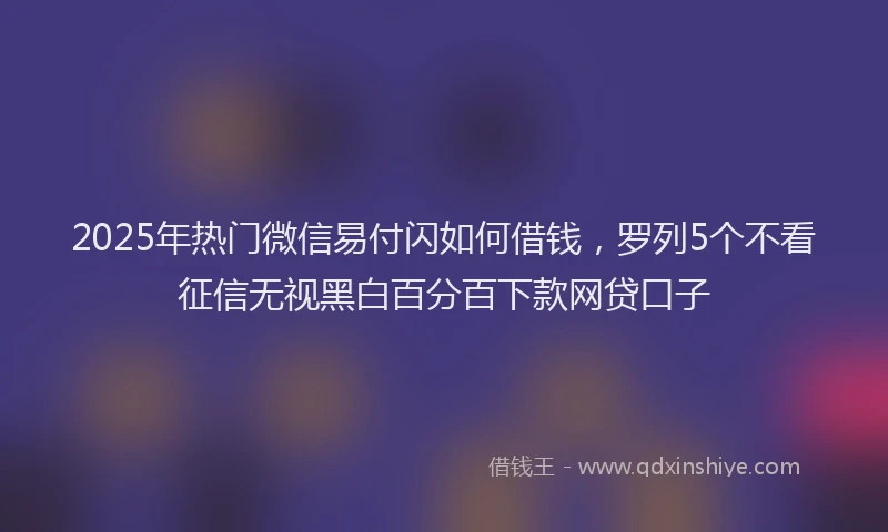 2025年热门微信易付闪如何借钱，罗列5个不看征信无视黑白百分百下款网贷口子