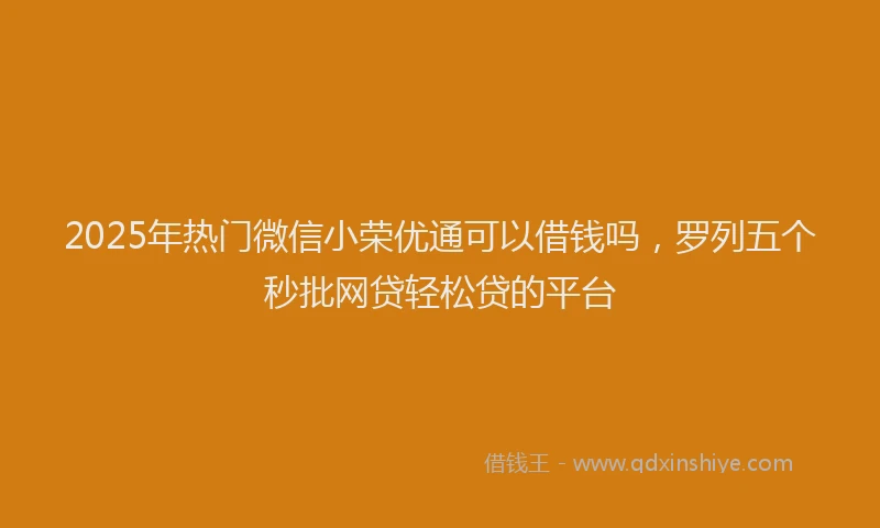 2025年热门微信小荣优通可以借钱吗，罗列五个秒批网贷轻松贷的平台