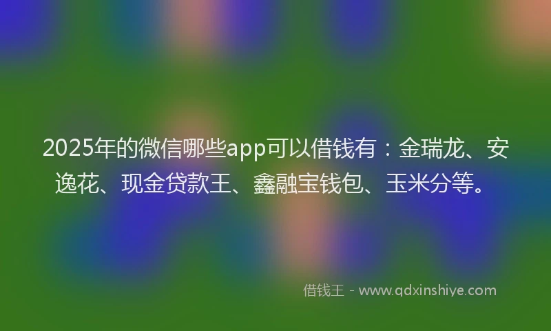 2025年的微信哪些app可以借钱有：金瑞龙、安逸花、现金贷款王、鑫融宝钱包、玉米分等。