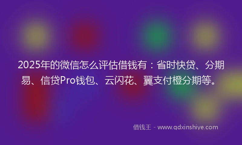 2025年的微信怎么评估借钱有：省时快贷、分期易、信贷Pro钱包、云闪花、翼支付橙分期等。
