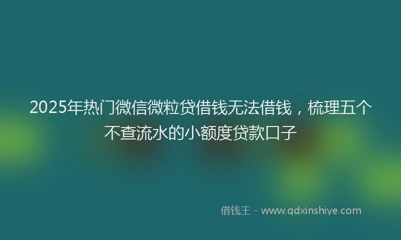 2025年热门微信微粒贷借钱无法借钱，梳理五个不查流水的小额度贷款口子