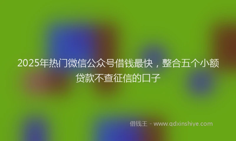 2025年热门微信公众号借钱最快，整合五个小额贷款不查征信的口子