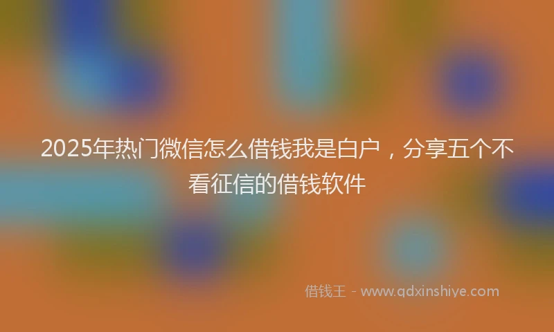 2025年热门微信怎么借钱我是白户，分享五个不看征信的借钱软件