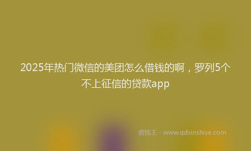 2025年热门微信的美团怎么借钱的啊，罗列5个不上征信的贷款app