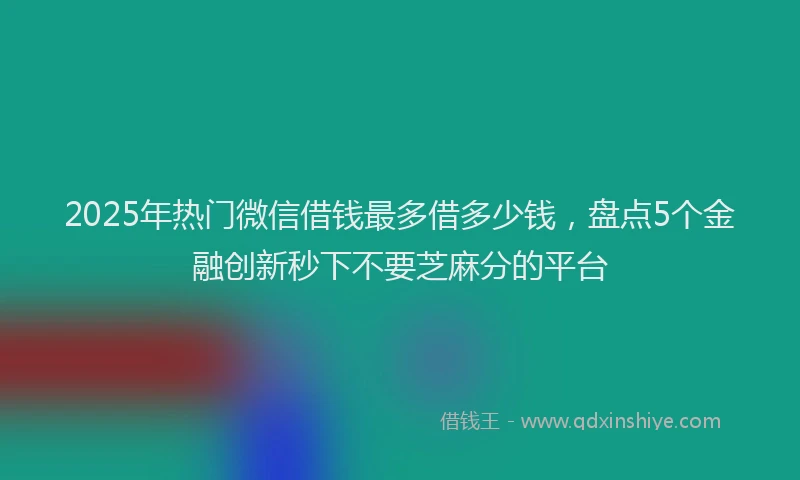 2025年热门微信借钱最多借多少钱，盘点5个金融创新秒下不要芝麻分的平台