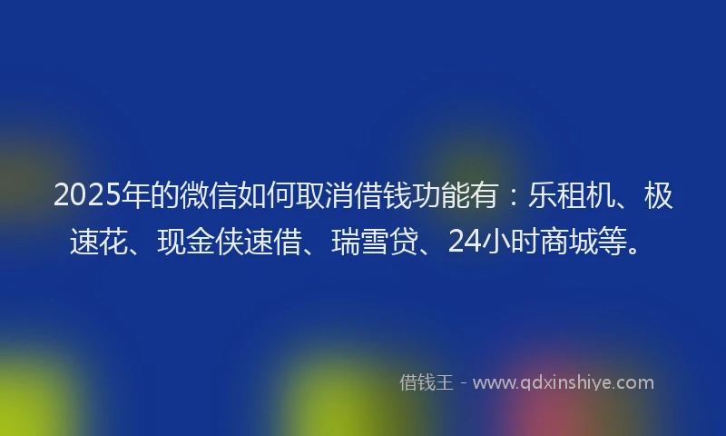 2025年的微信如何取消借钱功能有：乐租机、极速花、现金侠速借、瑞雪贷、24小时商城等。