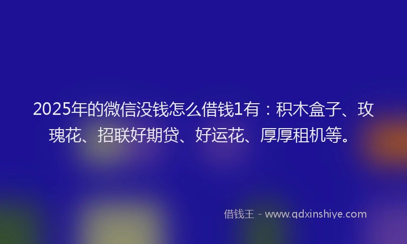 2025年的微信没钱怎么借钱1有：积木盒子、玫瑰花、招联好期贷、好运花、厚厚租机等。
