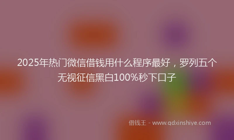2025年热门微信借钱用什么程序最好，罗列五个无视征信黑白100%秒下口子