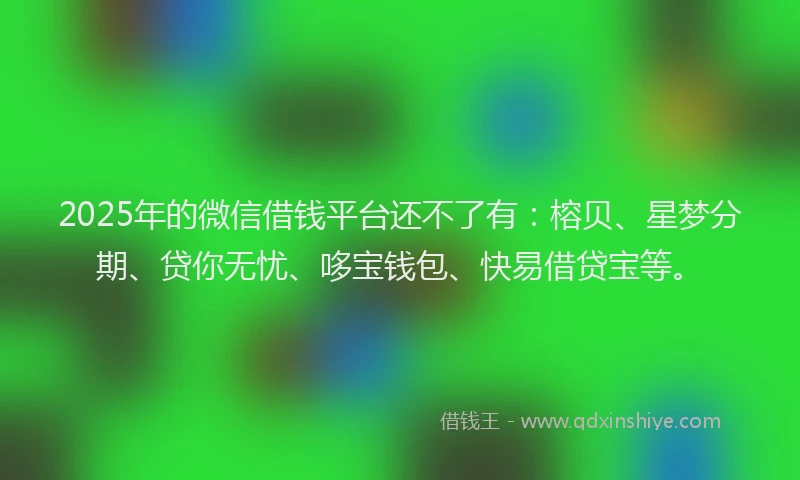 2025年的微信借钱平台还不了有：榕贝、星梦分期、贷你无忧、哆宝钱包、快易借贷宝等。