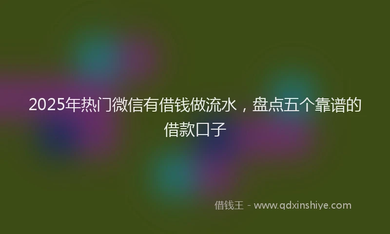 2025年热门微信有借钱做流水，盘点五个靠谱的借款口子