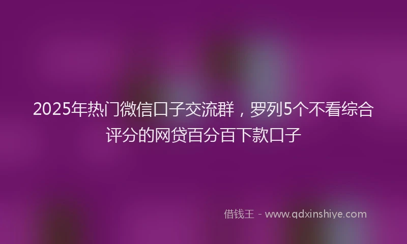 2025年热门微信口子交流群，罗列5个不看综合评分的网贷百分百下款口子