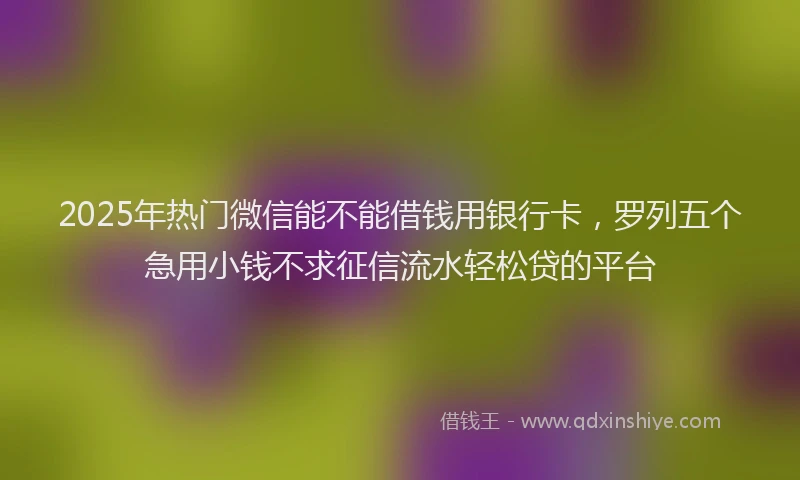 2025年热门微信能不能借钱用银行卡，罗列五个急用小钱不求征信流水轻松贷的平台